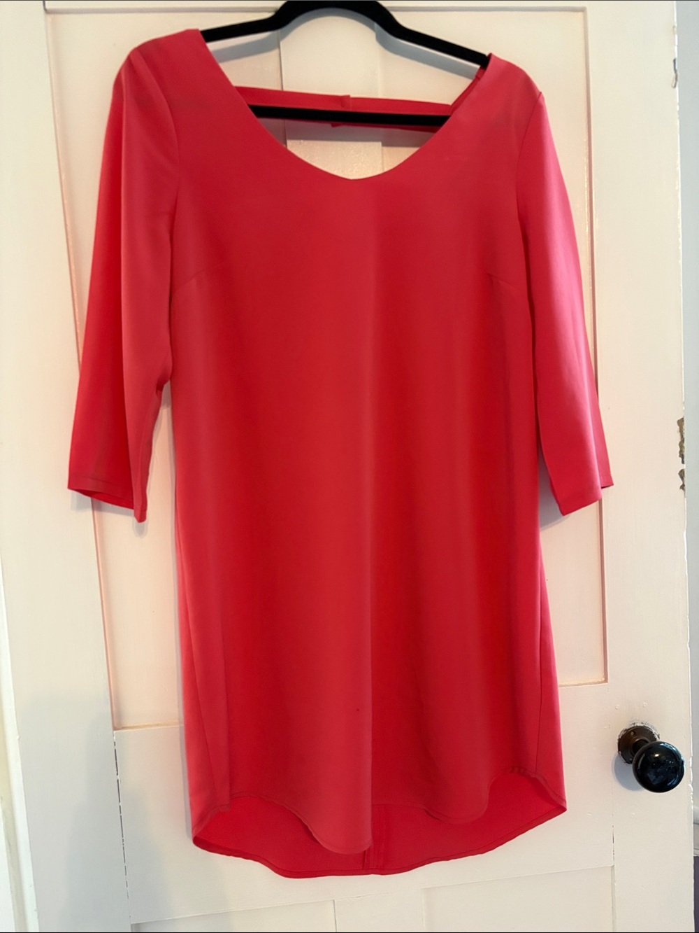 Lush Coral-Red Scoop Neck Shift Dress